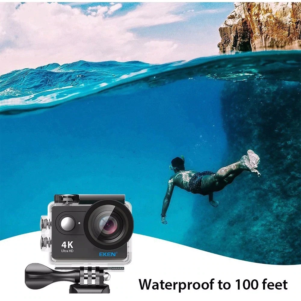 eken H9 H9R экшн Камера со сверхвысоким разрешением Ultra HD, 4K 25fps 1080P 60fps Wi-Fi 2 170D мини для занятий подводными видами Водонепроницаемый шлем Спортивная водоотталкивающая Камера GoPro