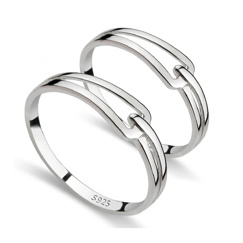 

1 Pair Pure Silver 925 Rings Set For Men Women Engagement Couple Ring S925 Bague Femme Anel Wedding Bands Bridal Jewelry Bijoux