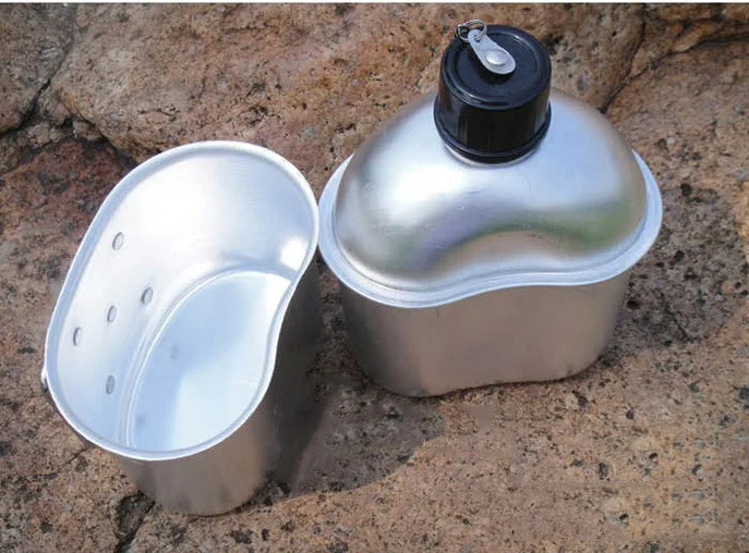 Sport all'aria aperta Bottiglia di Acqua di Alluminio con Scatola di Pranzo e Della Copertura del Panno di Campeggio di Picnic di Viaggio Articoli e Attrezzature per Acqua, Caffè, Tè W7584