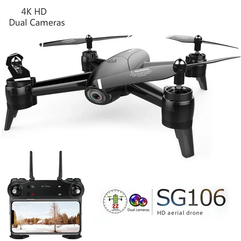 

SG106 RC Drone with Camera HD 1080P 720P 4K Dual Camera Helicopter Real Time Aerial Video RC Quadcopter Aircraft Position RTF