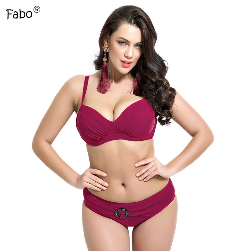 Fabo Bikinis Women 2017 Swim Wear Sexy Large Size Cup Bikini Mid Waist