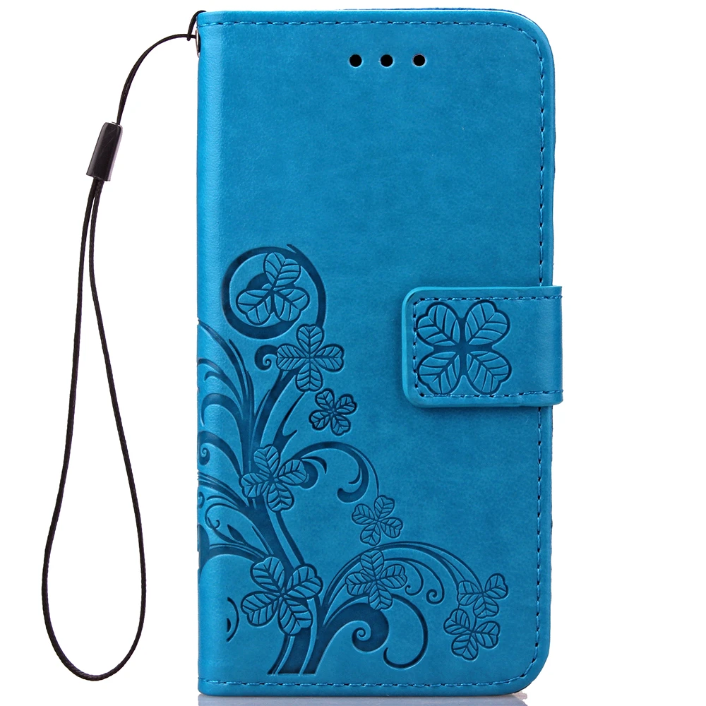 3D кожаный держатель для карт с подставкой, Магнитный флип-чехол с клевером для Meizu M3s Y685H Y685M Y685C Y685Q Meilan 3S 16GB чехлы для телефонов - Цвет: Blue