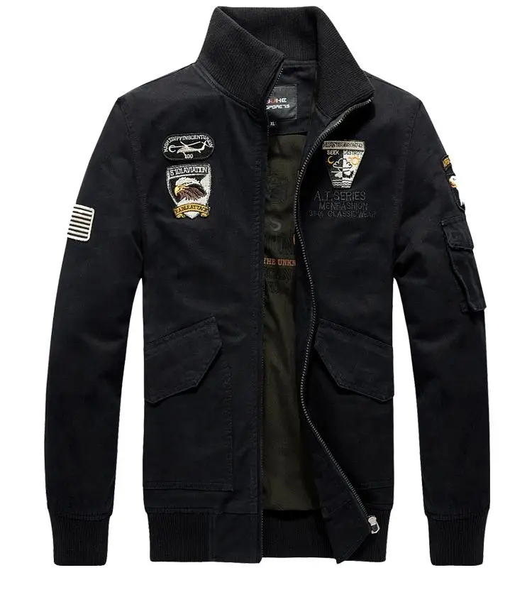 Брендовая мужская куртка в стиле милитари на осень и весну, куртка размера плюс из хлопка со стоячим воротником, приталенная куртка ВВС США, мужская куртка 4XL BY8203