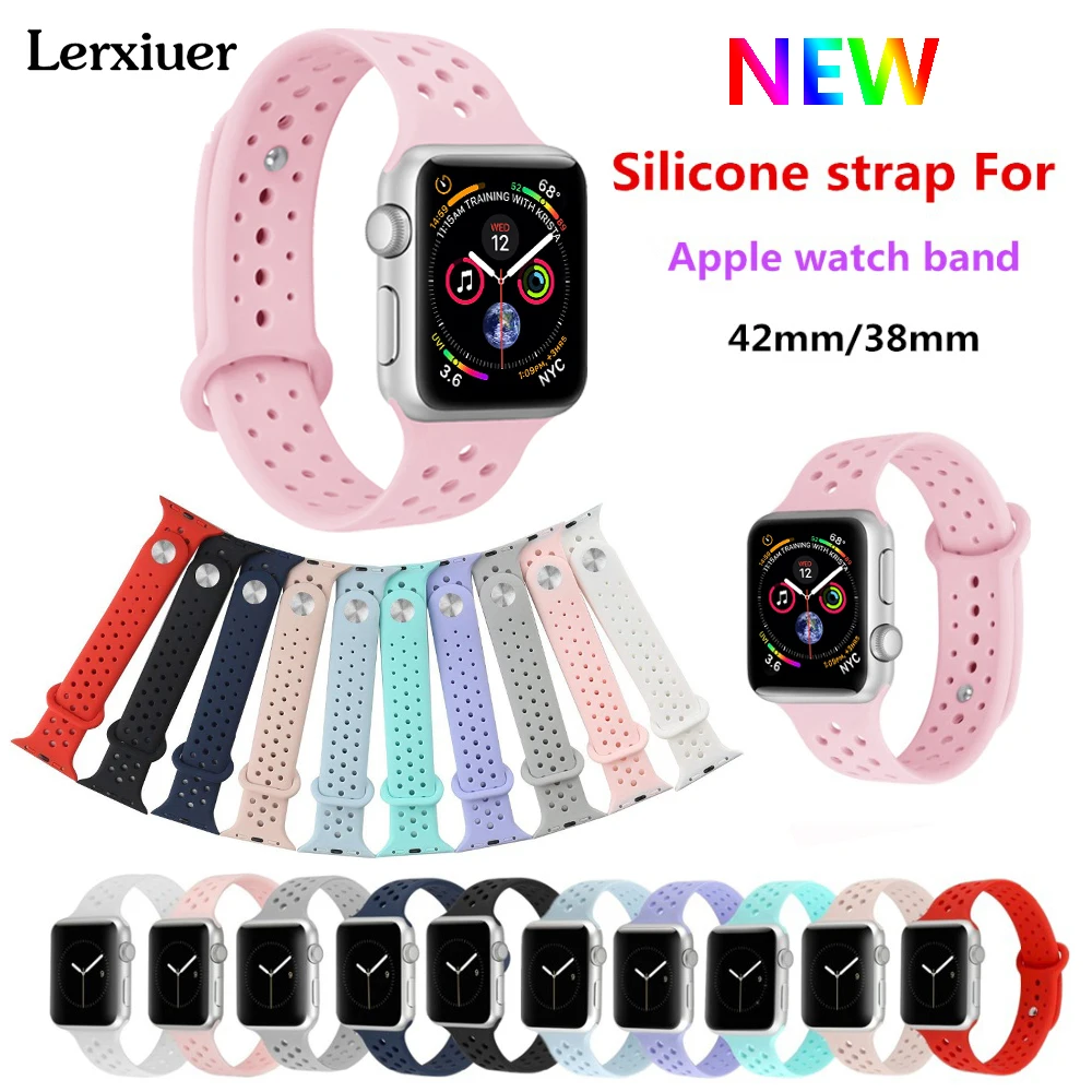 

Sport Silicone strap For Apple watch band 44mm 40mm watchband correa 42mm 38mm bracelet wrist belt Nike Iwatch series 4/3/2/1