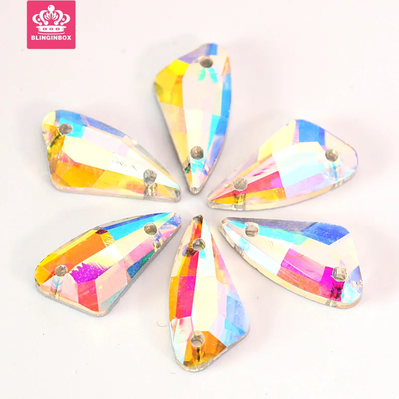 

9x17mm 28pcs Pepper Shape Clear Crystal AB Sew On Rhinestone Glass Crystals Flatback Sewing Strass Stones For Dresses Y3752