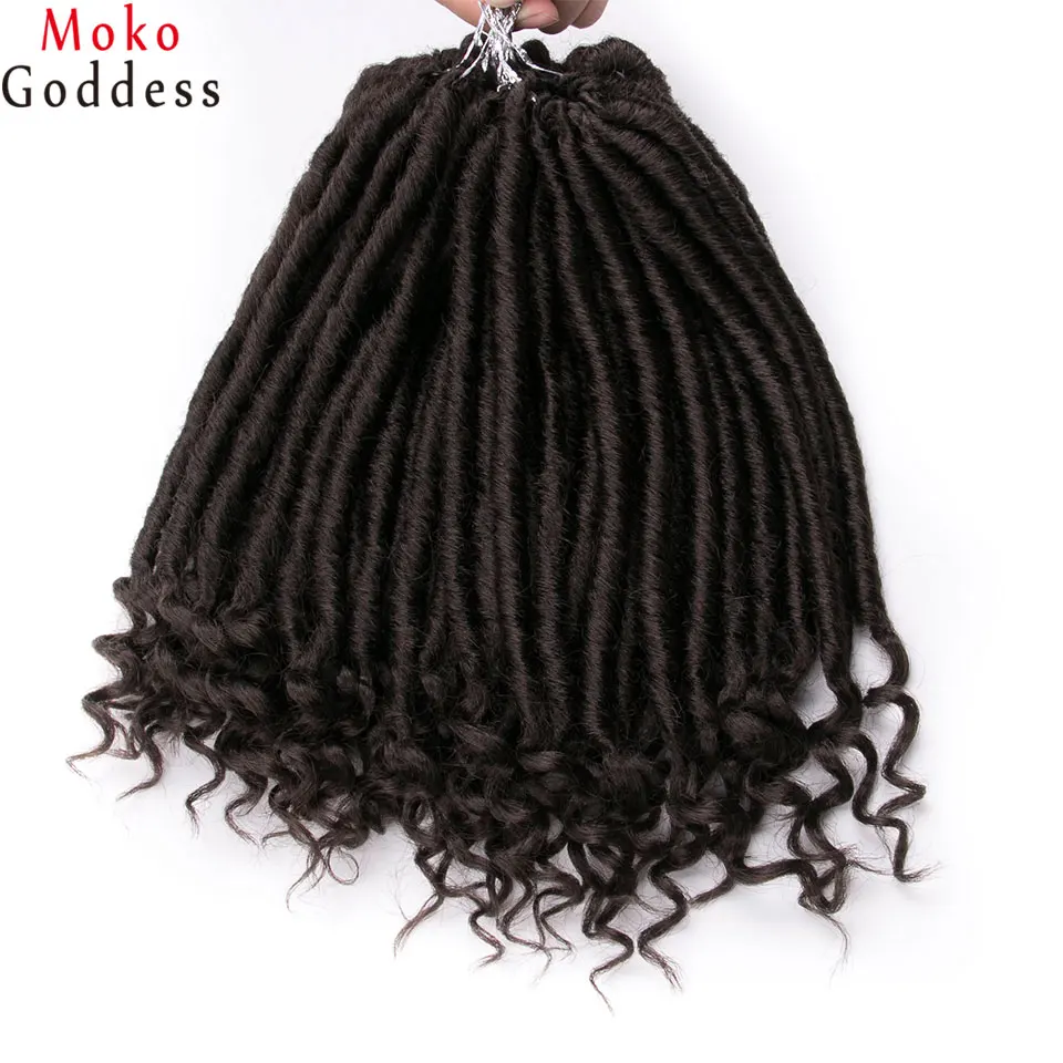 MokoGoddess 12 дюймов богиня Faux Locs вьющийся кроше синтетические накладные волосы