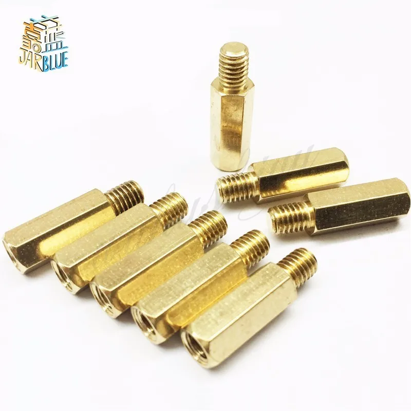 50Pcs Hex Brass Spacer Female-Female Double-pass Standoff Riser Pillars M3 M4