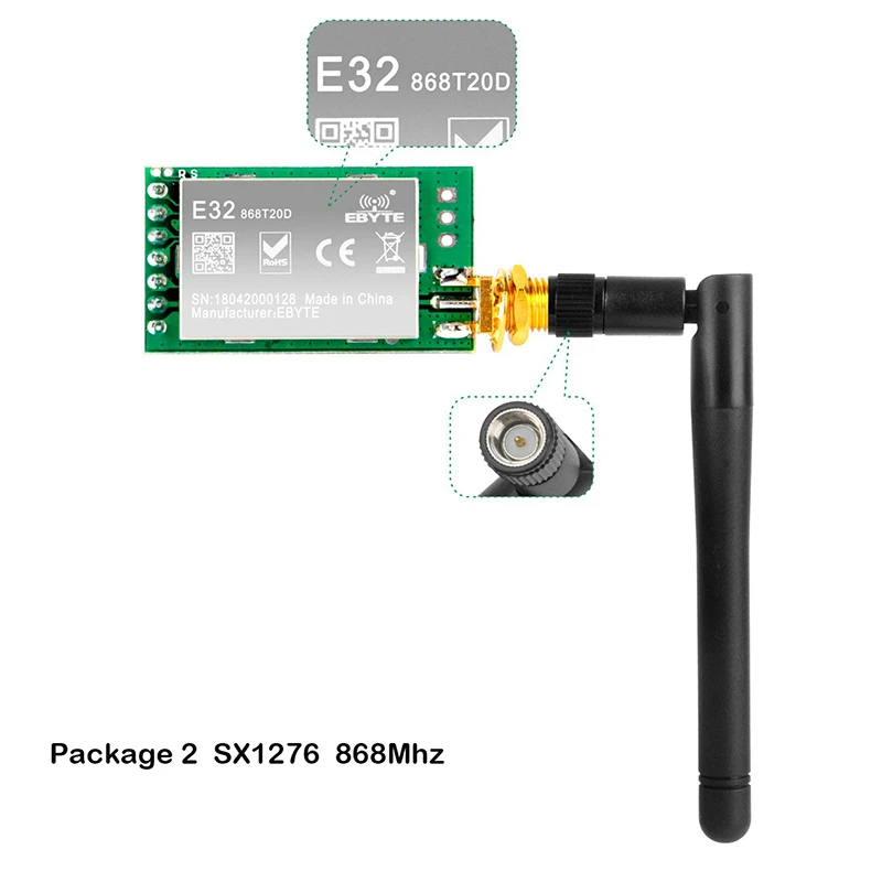 SX1278/SX1276 LoRa Радио беспроводной 433/868/915 МГц UART серийный модуль LoRaWAN передатчик приемник+ 3dBi SMA Антенна для Arduino - Комплект: Комплект 2