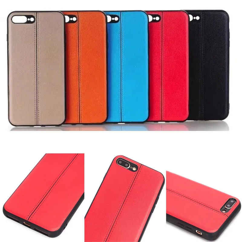 5 warna bisnis PU handphone kasus Untuk Apple iphone X 8 7 6 penuh fit polos garis tengah kasus Untuk iphone 6 s 7 ditambah 8 ditambah penutup