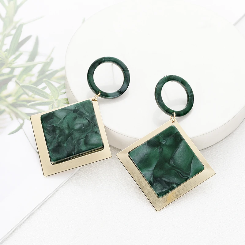 

New Bohemian Fashion Earrings Jewelry Circle Square Earrings for Women Bohemia Earring Geometry Acrylic Drop Earrings gfit