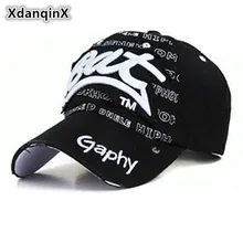 XdanqinX регулируемый размер летняя хлопковая бейсболка s с буквенной вышивкой поврежденная Ретро хип хоп Кепка унисекс модные шляпы для пар