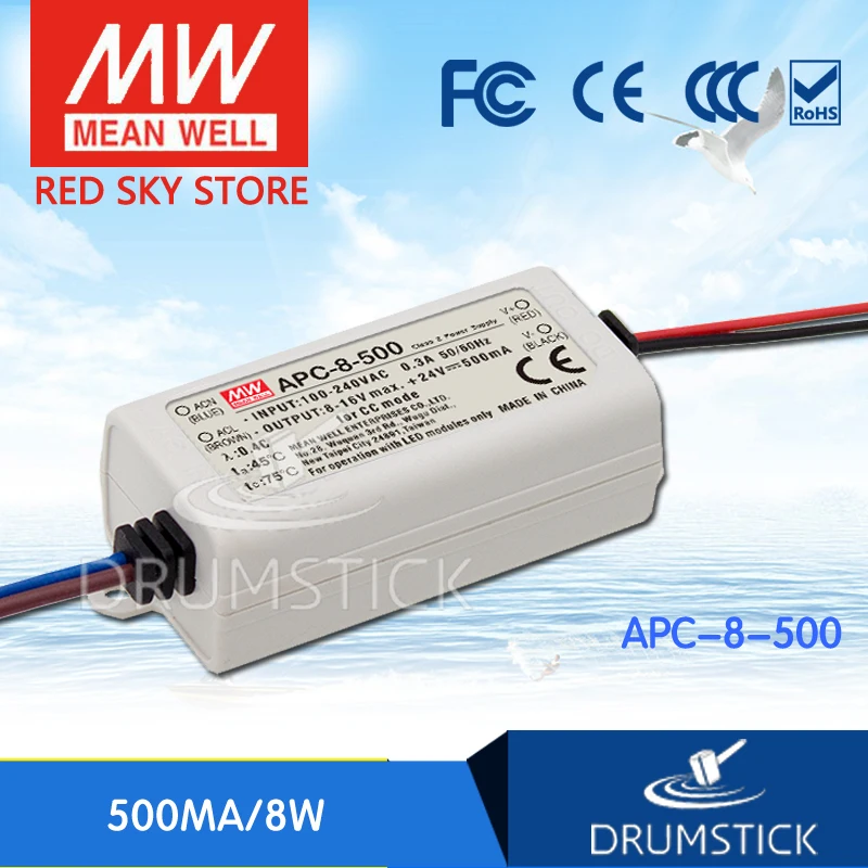 

MEAN WELL APC-8-500 16V 500mA meanwell APC-8 16V 8W Single Output LED Switching Power Supply