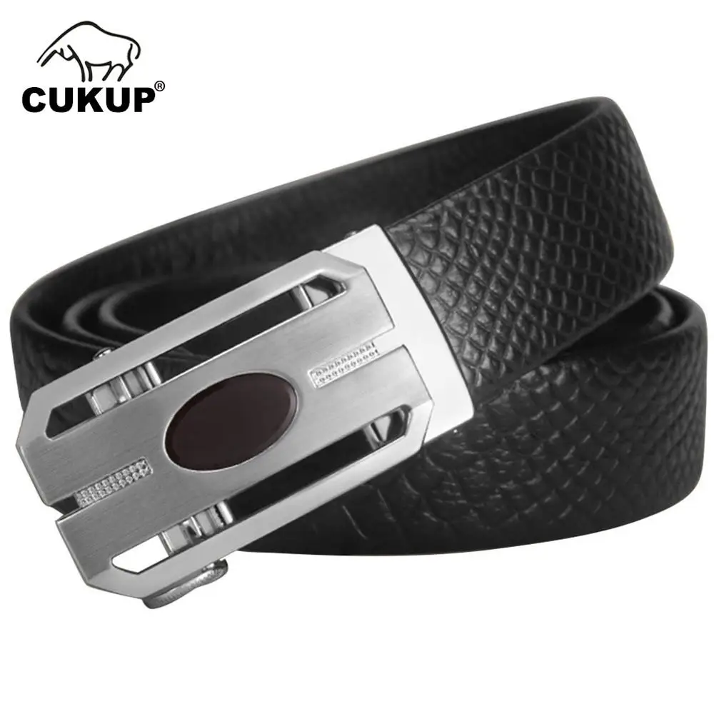 

CUKUP Luxury Quality 100% Cowhide Leather Belts Unique Design Automatic Buckle Belt for Men Male Waistbands Accessories ZDCK212