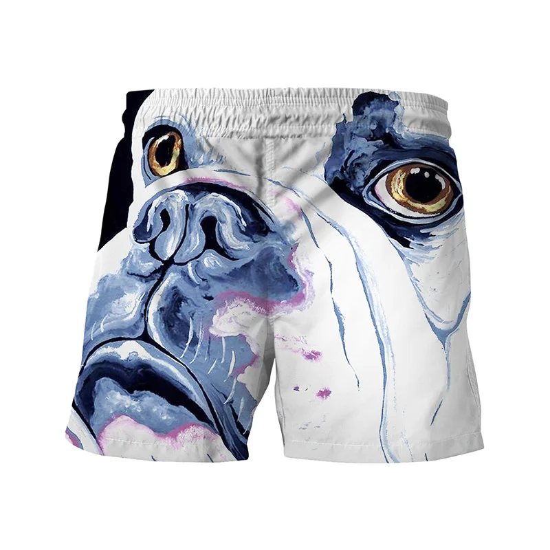 Riinr 2018 Mode Neuen Ankunft männer Strand Shorts Hohe Qualität Urlaub Strand Shorts Bulldog 3D Druck Männer Knielange hose