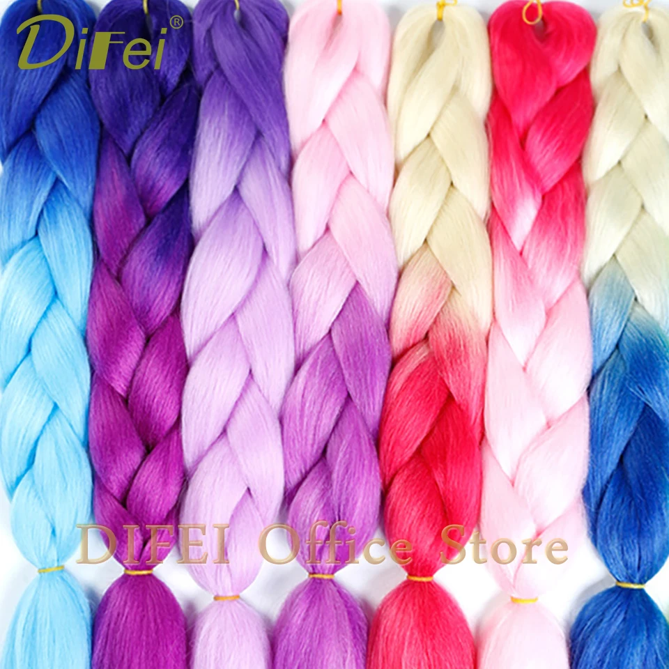 DIFEI Synthetic Jumbo Braiding Hair 24 Inch Crochet Colorful Hair Extensions 100g/piece Braids Hairstyles