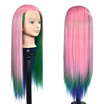 

26 inch Hair Styling Mannequin Head Colorful Maniqui Hair Wig Head For Braide Dummy Hair Mannequins For Sale Training Head