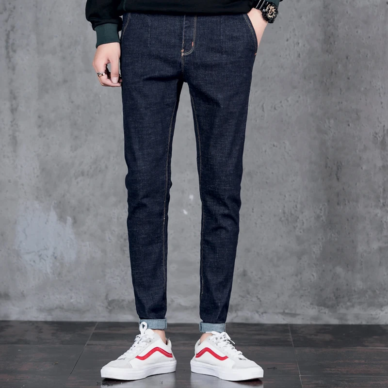 28 36 цвет: черный синий Для мужчин джинсы 2018 Новый s одежда Slim Fit брюки стрейч
