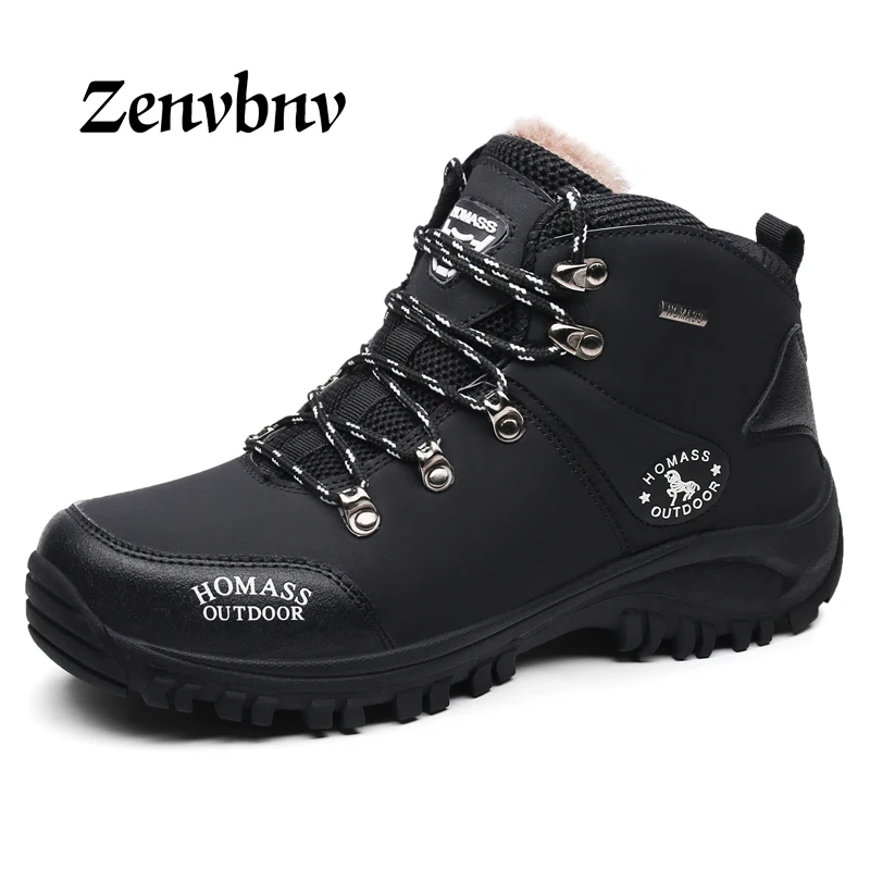 

ZENVBNV Men Boots Winter With Fur 2018 Warm Snow Boots Men Winter Boots Work Shoes Men Footwear Fashion Rubber Ankle Shoes 38-44