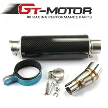 GT Motor – E-MARK Motorcycle Exhaust middle pipe + Muffler for Kawasaki Z250 08-15 Ninja 300 13-16 Ninja 250R 08-12
