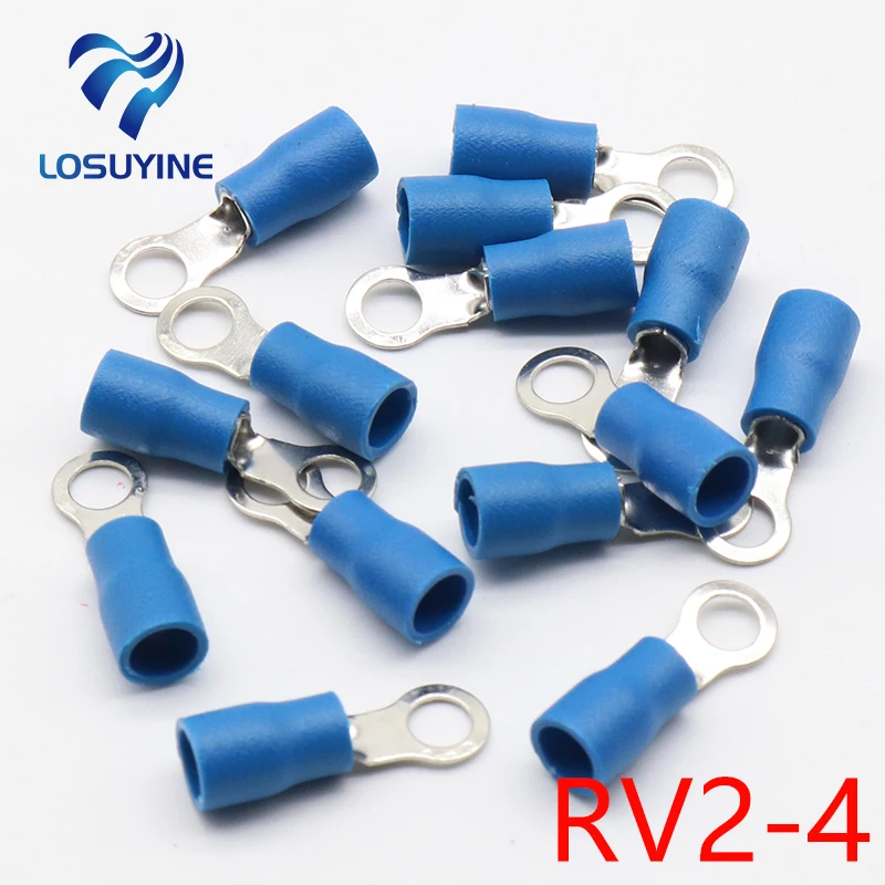 RV2 4 Blue Ring Insulated Wire Connector Electrical Crimp Terminal