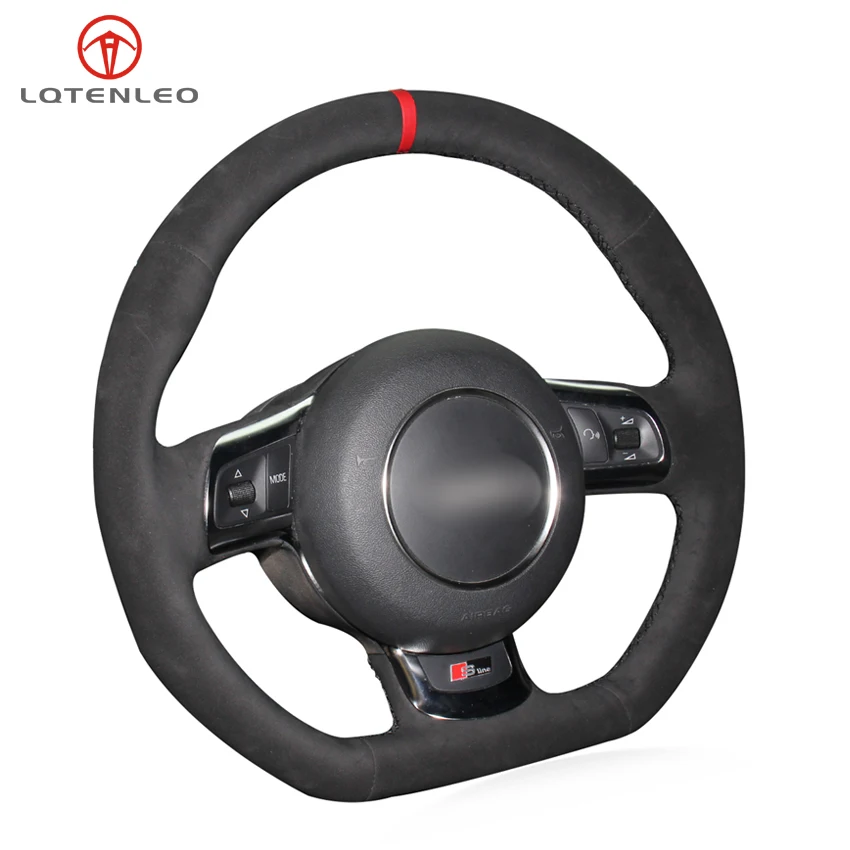 

LQTENLEO Hand Sew Car Steering Wheel Cover Black Suede For Audi R8 2008-2010 TT 2008-2015 TTS 2009-2015 TT RS 2012-2013