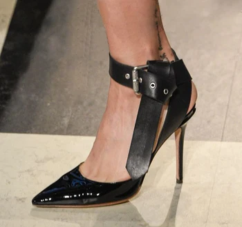 

2018 New Design Autumn High Heels Pumps Sandals 10CM Fashion Pointed Toe Buckle Strap Gladiator Thin Heel Woman Shoes
