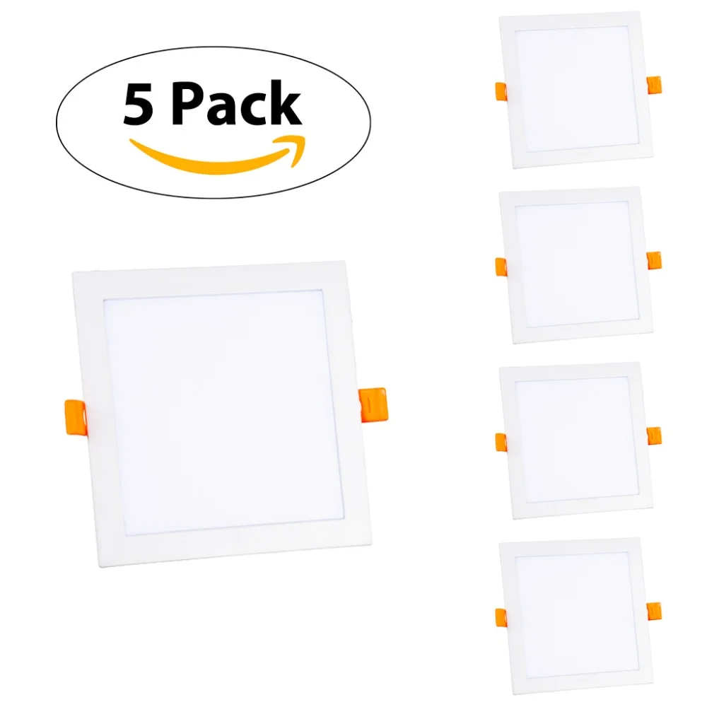 WEDO Pack of 5 Units 24W 8.07-inch SMD 2835 LED Chip 2400lm Square CREE Recessed Ceiling Panel Lights Three Color Changeable |