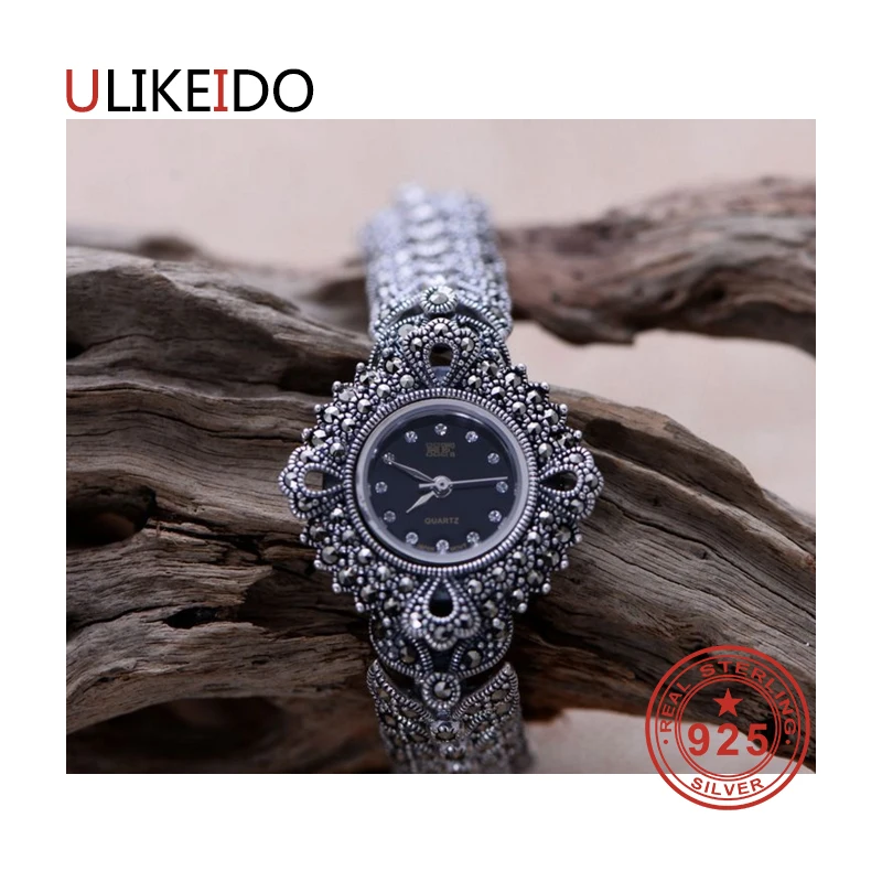 

100% Pure 925 Sterling Silver Watch Men Fashion Hand Chain For Women Thai Silver Jewelry Charm Bracelet Homme 1531