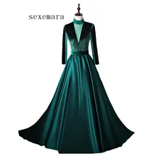vestido de noiva длинное сексуальное Иллюзия зеленого цвета в винтажном стиле, элегантное для вечеринки, для выпускного вечера платье с длинным рукавом для матери невесты платья