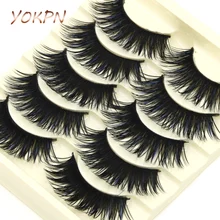 YOKPN Банкетный макияж в стиле Смоки поддельные иммитация натуральных ресниц преувеличенные ручной работы накладные ресницы синие перекрещивающиеся черные толстые ресницы