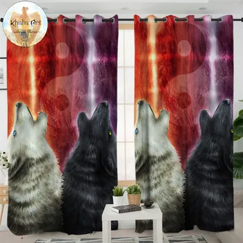 

We Wanna Let The World Know by KhaliaArt Curtains For Living Room Tai Chi Wolves Wolf Curtain Window Treatment Drapes 1PC