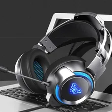 Профессиональная USB E-Sport игровая гарнитура 7,1 С светильник студийные наушники глубокий НЧ, Проводная гарнитура наушники для ПК ноутбука геймера