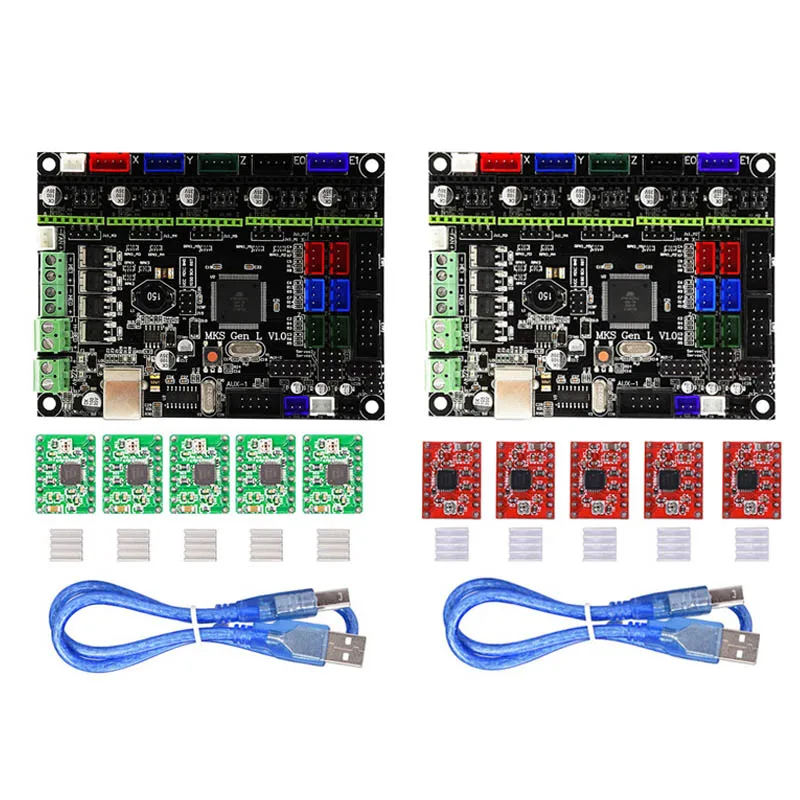 

3D Printer Parts Motherboard With 5Pcs A4988 Drivers Controller Board for MKS Gen L V1.0 8 SL@88