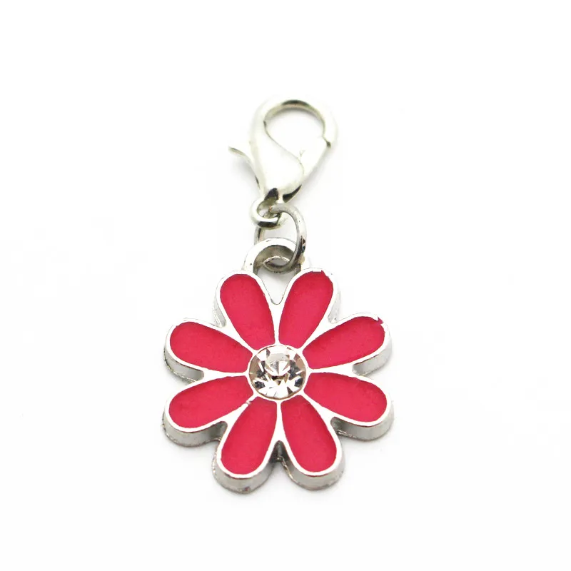 

New 2018 20pcs/lot crystal flower dangle charms hanging lobster clasp charms bracelet/bangles floating charms DIY jewelry