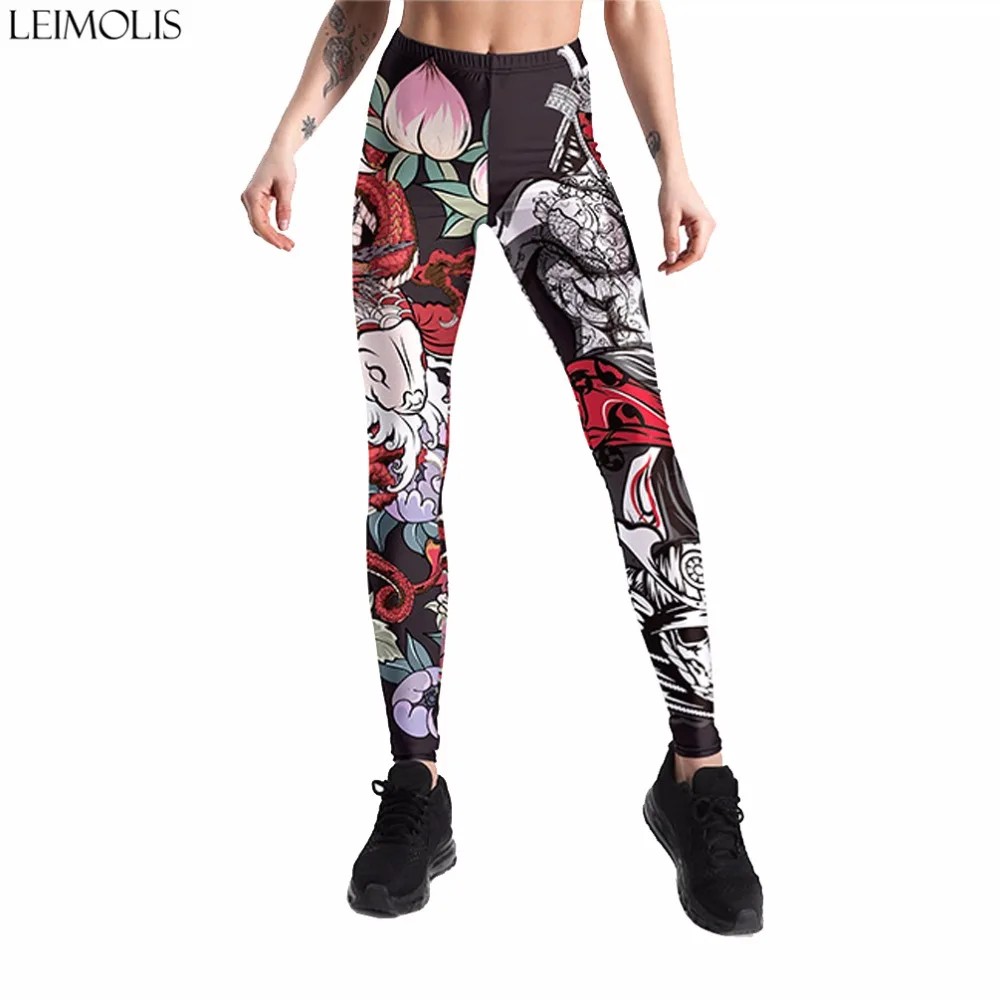 

Leimolis 3D printed dragon Japan warrior harajuku gothic sexy plus size high waist push up fitness workout leggings women pants
