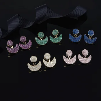 

[MeiBaPJ]Real 925 Sterling Silver 5 Colors Moon Drop Earrings for Women Personality Fashion Party Jewelry