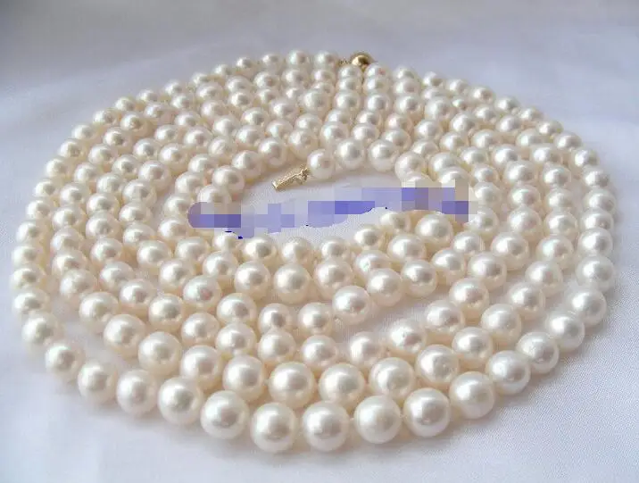 

Free shipping hot sale Women Bridal Wedding Jewelry >>stunning long 50" 9mm round white freshwater pearls necklace g813