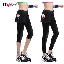 Pro, женские спортивные штаны, супер эластичные леггинсы для фитнеса, бега, длина по щиколотку, брюки и капри с сетчатыми шортами, два в одном, брюки QS