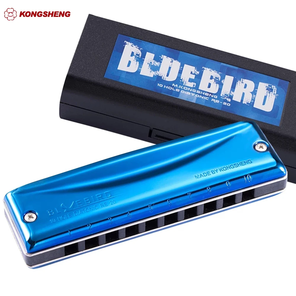 KONGSHENG Bluebird 10 Holes Diatonic Harmonica Blues Harp Mouth Organ Key C Professional Musical Instruments Bluebird ABS Comb