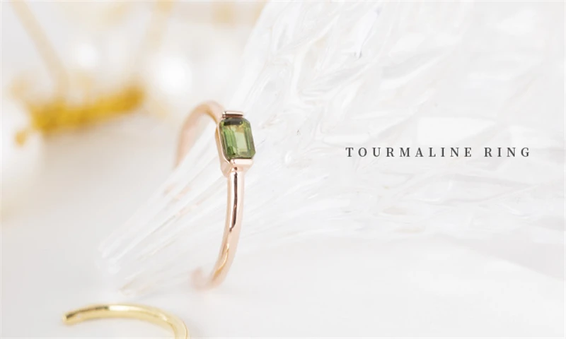 Close To Me Wholesale Real S925 Sterling Silver Natural Tourmaline Handmade Fine Jewelry Ring Cute Rings for Women'Gift - Цвет камня: Зеленый