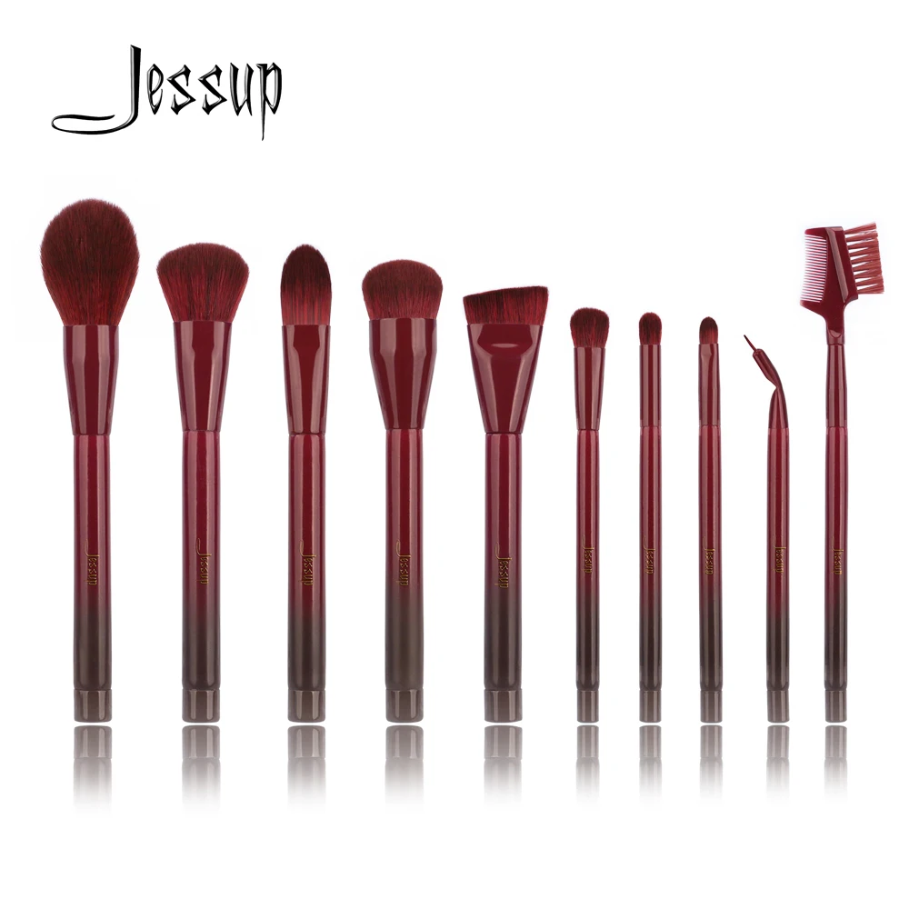 

Jessup 10pcs Makeup brushes brush set Synthetic Hair beauty tools Cosmetics Kits Make up Foundation Powder eyeliner concealer