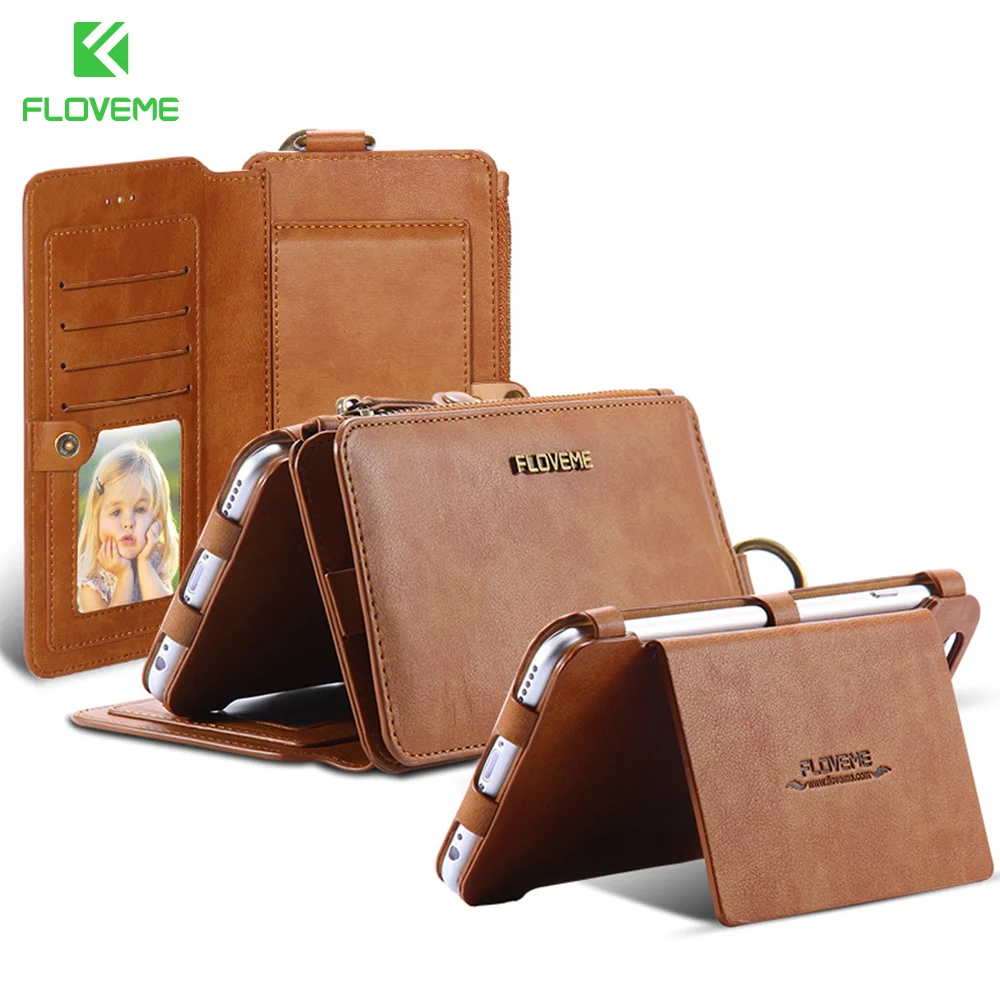 imágenes para FLOVEME Funda Cartera de Cuero Bolsa Del Teléfono Para el iphone 7 6 S 6 Más 5 5S 18 Titular de la Tarjeta Retro Cremallera Del Bolso Para Samsung S6 S7 Huawei P10 imágenes para FLOVEME Funda Cartera de Cuero Bolsa Del Teléfono Para el iphone 7 6 S 6 Más 5 5S 18 Titular de la Tarjeta Retro Cremallera Del Bolso Para Samsung S6 S7 Huawei P10