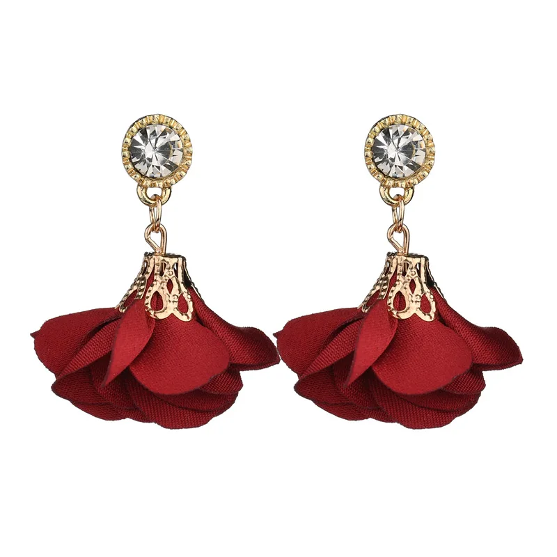 

RONGBIN Classic Drop Earrings for Women Boucle d'oreille Crystal Flower Drop Earrings Red Rose Earring For Women Jewelry Bijoux