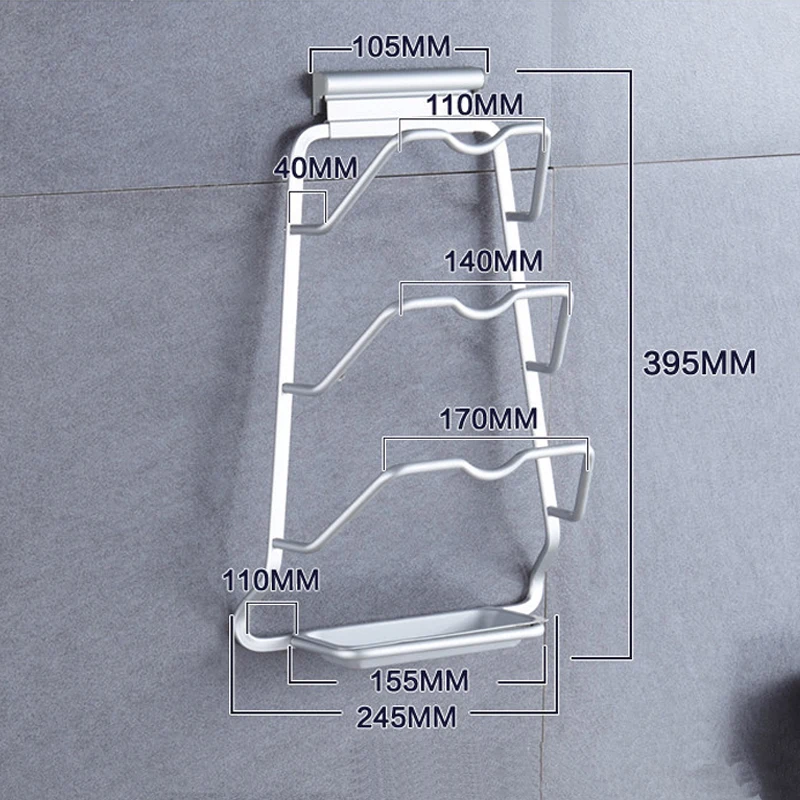 Пространства Алюминий Кухня держатель для хранения стойку Настенный горшок крышкой стеллаж 3 слоя Пан крышка Держатель Кухня аксессуары