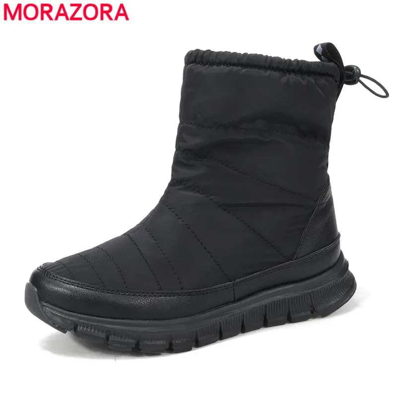 

MORAZORA Plus size 38-41 2020 Russia Snow boots women flat shoes platform ankle boots for women black ladies winter boots