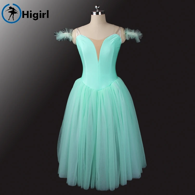 light green Ballet  dresses  stage costumes, professional Classical white long skirt ballet tutu for performance ballet BT9128B