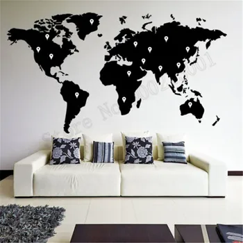 

Wall Sticker World Map Atlah Decal Vinyl Art Removeable Poster Modern Style Ornament Fashion Mural Livingroom Decal LY621