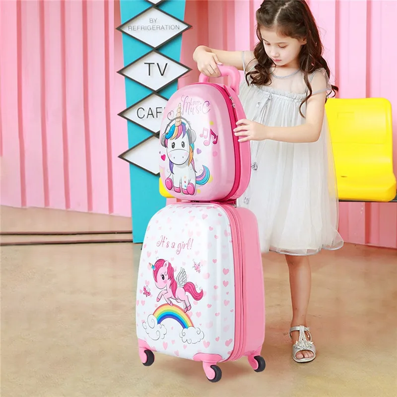 pink kids luggage