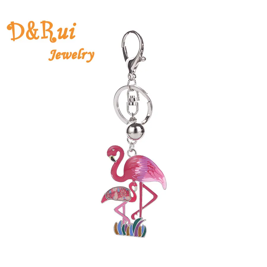 

Flamingo Keychains For Women Girls Enamel Animal Car Key Ring Jewelry Trinkets On Backpack Keys Accesorias Charm Alloy Keyring