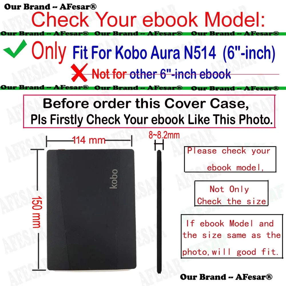 High Quality Book Cover For Capa Kobo Aura N514 Model EReader Ebook Case with Flip Book For Rakuten Aura 6 inch 2013 - 2